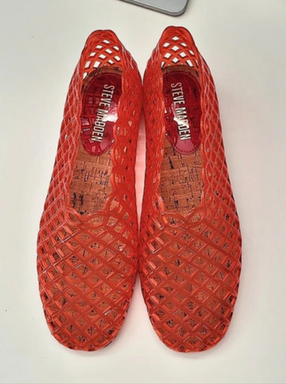Steve Madden Grove Jelly Flat Red Woven Flats
